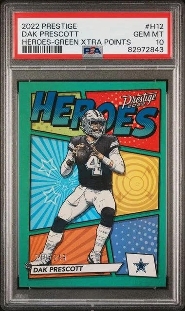 2022 Panini Prestige Dak Prescott Heroes Green Xtra Points #H12 card image