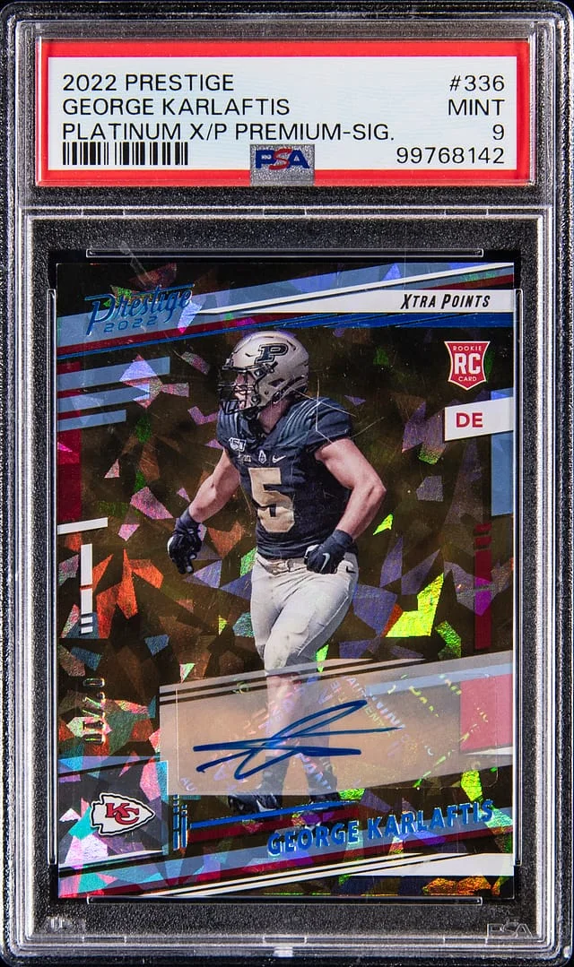 2022 Panini Prestige George Karlaftis Platinum Xtra Points Premium Signatures #336 card image
