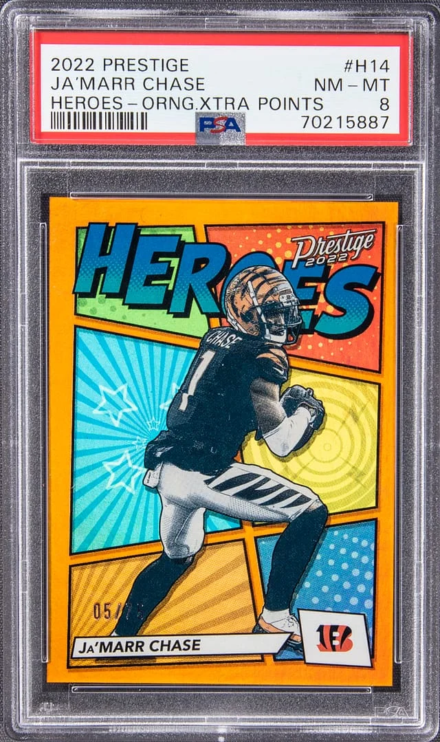 2022 Panini Prestige Ja'Marr Chase Heroes Orange Xtra Points #H-14 card image
