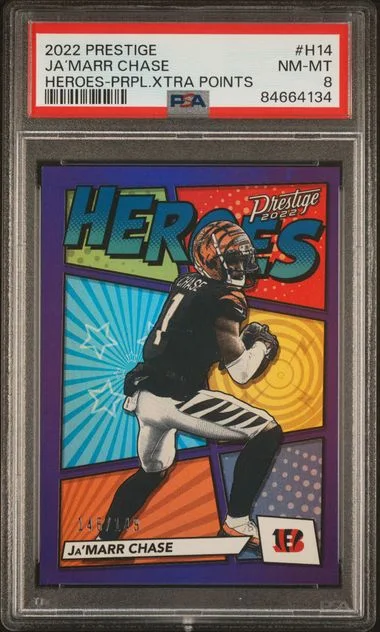 2022 Panini Prestige Ja’Marr Chase Heroes Purple Xtra Points #H14 card image