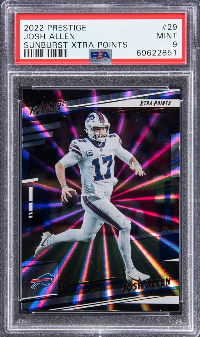 2022 Panini Prestige Josh Allen Sunburst Xtra Points #29 card image