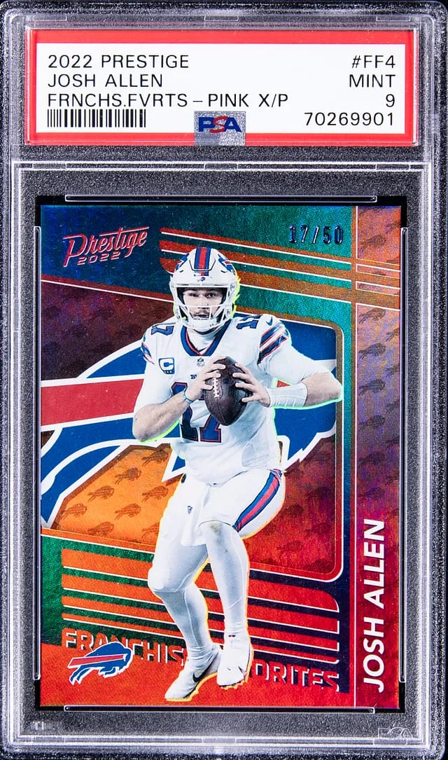 2022 Panini Prestige Josh Allen Franchise Favorites Pink Xtra Points #FF4 card image