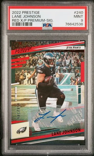 2022 Panini Prestige Lane Johnson Red Xtra Points Premium Signature #240 card image