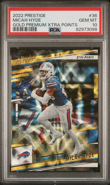 2022 Panini Prestige Micah Hyde Gold Premium Xtra Points #36 card image