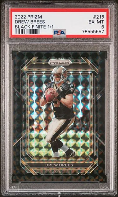 2022 Panini Prizm 215 Drew Brees Black Finite #1/1 card image
