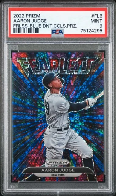 2022 Panini Prizm Aaron Judge Fearless Blue Donut Circles Prizm #Fl6 card image