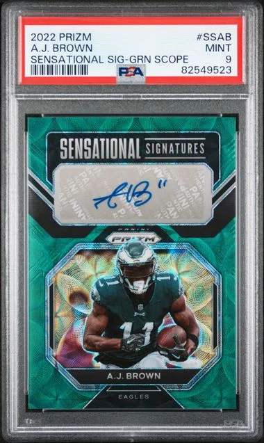 2022 Panini Prizm A.J. Brown Sensational Signatures Green Scope #SSAB card image