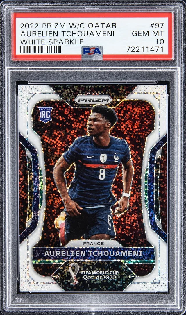 2022 Panini Prizm Aurelien Tchouameni World Cup Qatar White Sparkle #97 card image