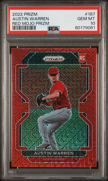 2022 Panini Prizm Austin Warren Red Mojo Prizm #187 card image