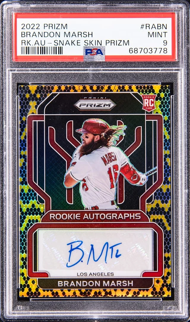 2022 Panini Prizm Brandon Marsh Autographs Snake Skin Prizm #RA-BN card image