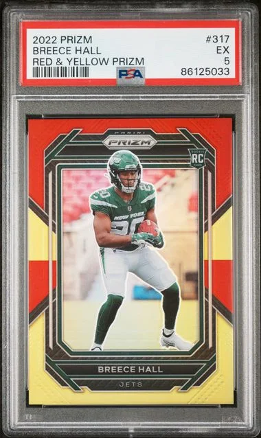 2022 Panini Prizm Breece Hall Red & Yellow Prizm #317 card image