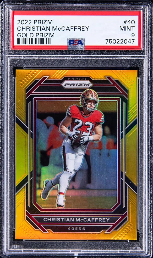 2022 Panini Prizm Christian McCaffrey Gold Prizm #40 card image