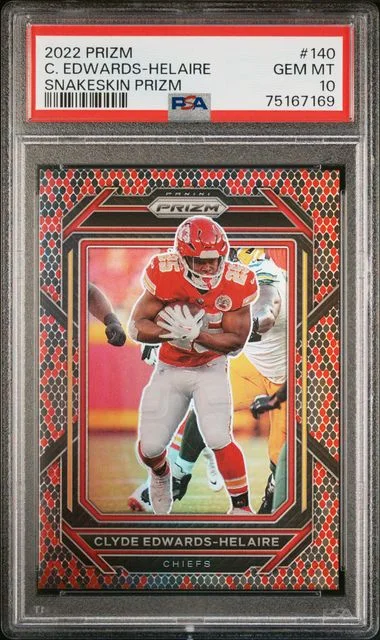 2022 Panini Prizm Clyde Edwards-Helaire Snakeskin Prizm #140 card image