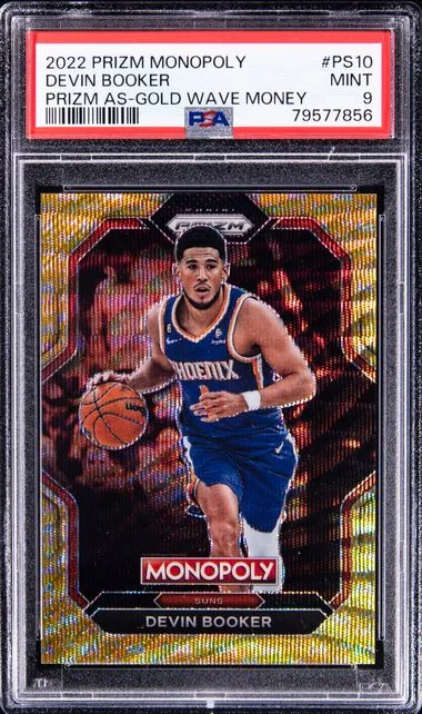 2022 Panini Prizm Devin Booker Monopoly Prizm All-Stars Gold Wave Money #Ps10 card image