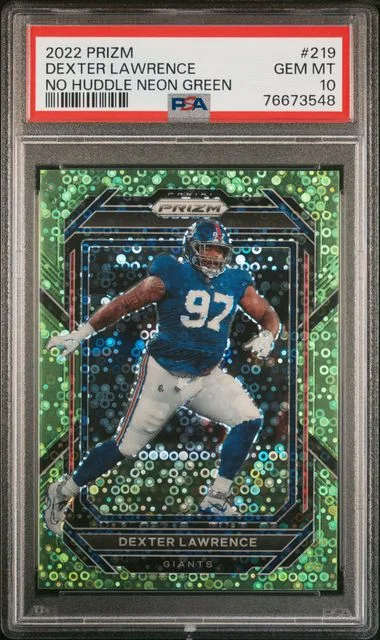 2022 Panini Prizm Dexter Lawrence No Huddle Neon Green Prizm #219 card image