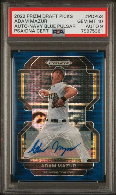 2022 Panini Prizm Draft Picks Adam Mazur Autograph Navy Blue Pulsar #PDP53 card image