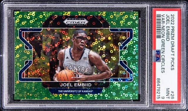 2022 Panini Prizm Draft Picks Joel Embiid Varsity Neon Green Circles #26 card image