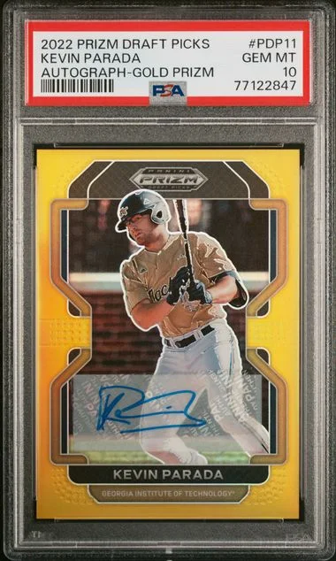 2022 Panini Prizm Draft Picks Kevin Parada Autograph-Gold Prizm #Pdp11 card image