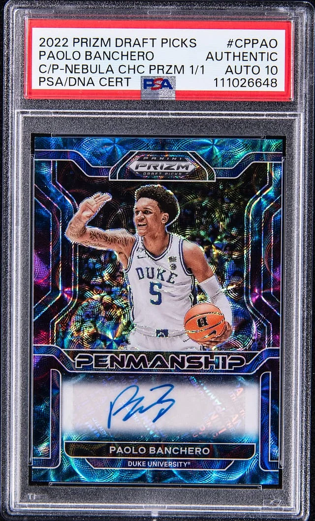 2022 Panini Prizm Draft Picks Paolo Banchero College Penmanship Nebula Choice Prizm #CP-PAO card image