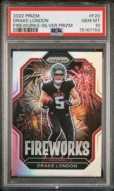 2022 Panini Prizm Drake London Fireworks Silver Prizm #F-20 card image