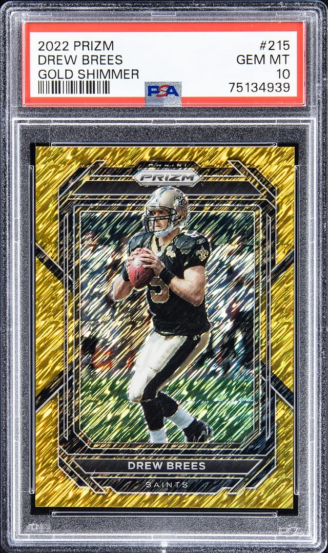 2022 Panini Prizm Drew Brees Autograph-Green Shimmer #215 card image