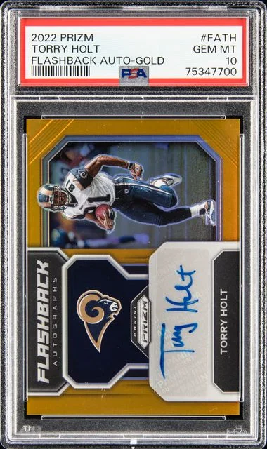 2022 Panini Prizm Flashback Autographs Gold Fath Torry Holt #no-number card image