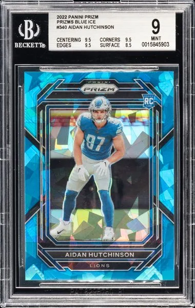 2022 Panini Prizm Football Aidan Hutchinson Prizms Blue Ice #340 card image