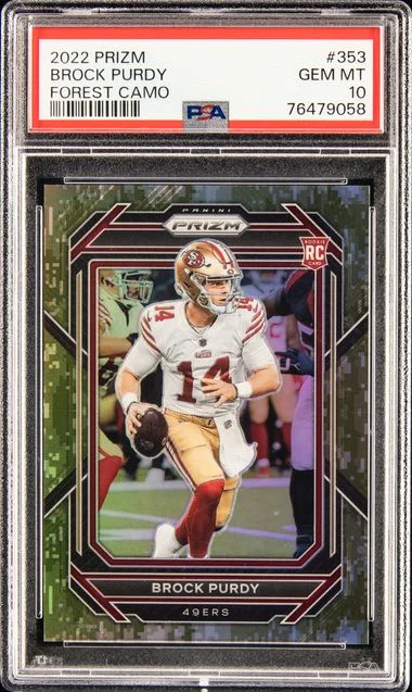 2022 Panini Prizm Forest Camo Brock Purdy #no-number card image