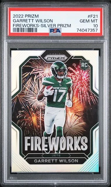 2022 Panini Prizm Garrett Wilson Fireworks No Huddle #F-21 card image