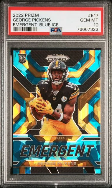 2022 Panini Prizm George Pickens Emergent Blue Ice #E17 card image