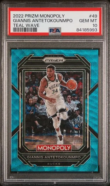 2022 Panini Prizm Giannis Antetokounmpo Monopoly Light Blue #49 card image