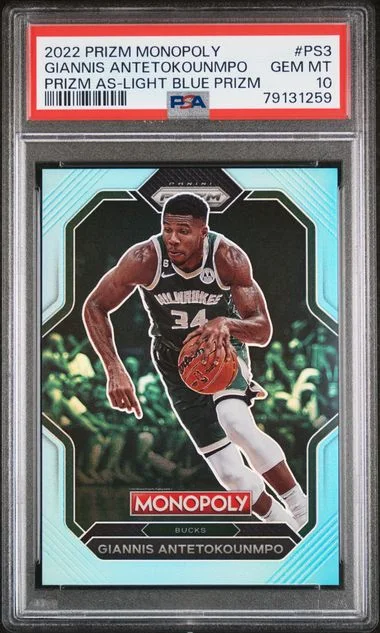 2022 Panini Prizm Giannis Antetokounmpo Monopoly Prizm All-Stars Light Blue Prizm #Ps3 card image