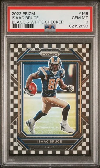 2022 Panini Prizm Isaac Bruce Black & White Checker #168 card image