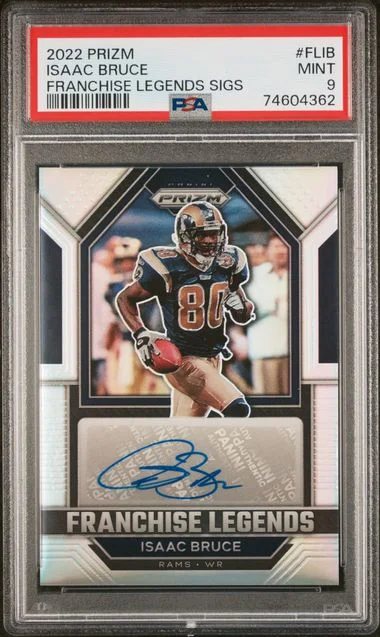 2022 Panini Prizm Isaac Bruce Franchise Legends Signatures #FLIB card image