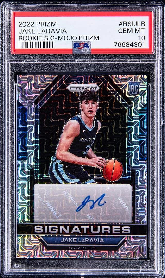 2022 Panini Prizm Jake LaRavia Signatures Mojo Prizm #RSIJLR card image