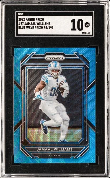 2022 Panini Prizm Jamaal Williams Blue Wave Prizm #97 card image