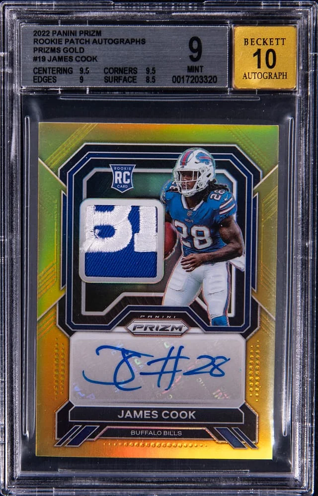 2022 Panini Prizm James Cook Patch Autographs Prizms Gold #19 card image