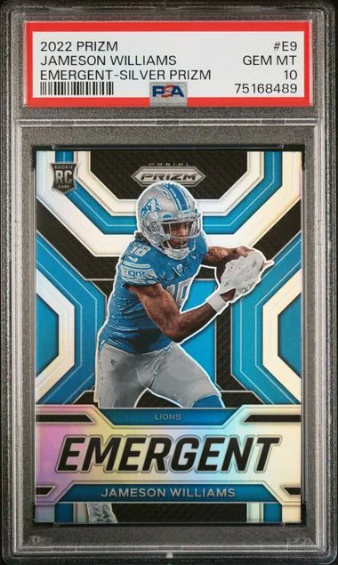 2022 Panini Prizm Jameson Williams Emergent Silver Prizm #E-9 card image