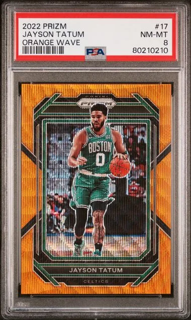 2022 Panini Prizm Jayson Tatum Orange Wave #17 card image