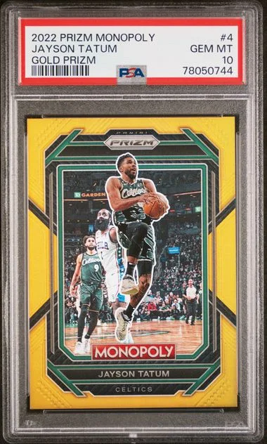 2022 Panini Prizm Jayson Tatum Monopoly Gold Prizm #4 card image
