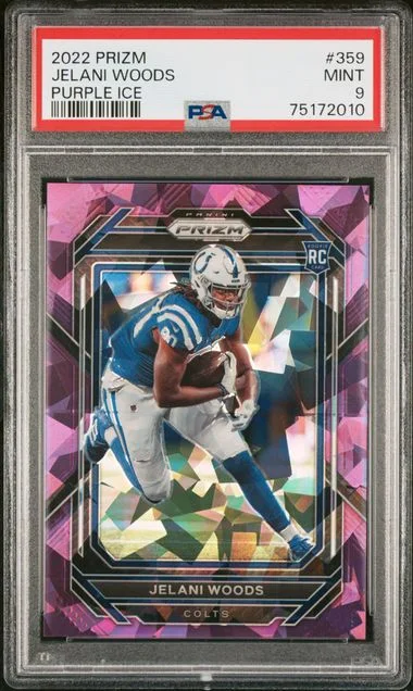 2022 Panini Prizm Jelani Woods Purple Ice #359 card image