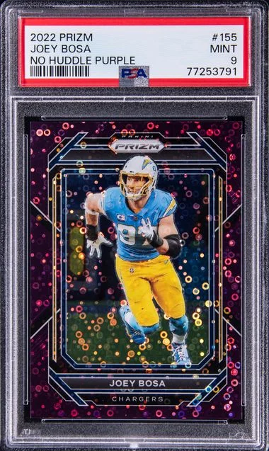 2022 Panini Prizm Joey Bosa No Huddle Purple #155 card image