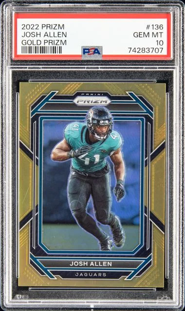 2022 Panini Prizm Josh Allen Gold Prizm #136 card image