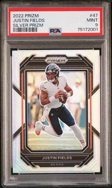 2022 Panini Prizm Justin Fields Light Blue Prizm #47 card image