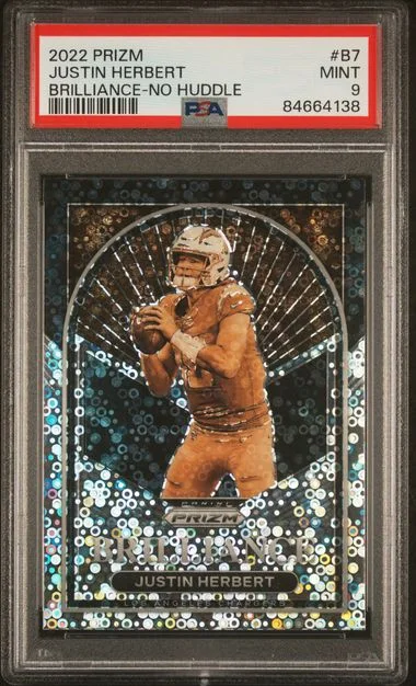 2022 Panini Prizm Justin Herbert Brilliance No Huddle #B7 card image
