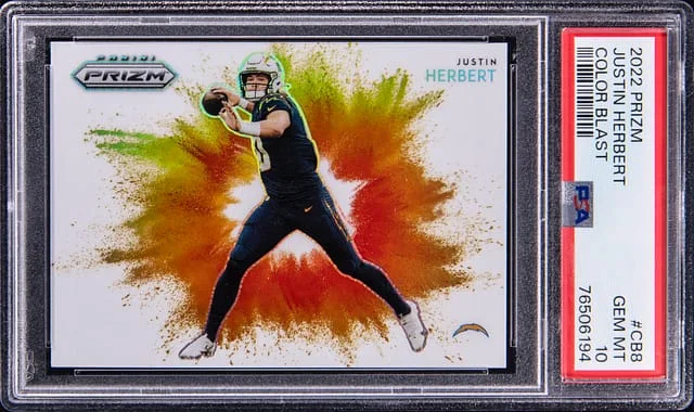 2022 Panini Prizm Justin Herbert Color Blast #CB-8 card image