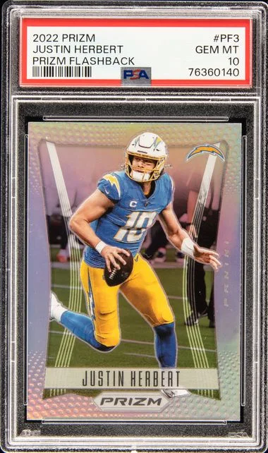 2022 Panini Prizm Justin Herbert Prizm Flashback #PF3 card image
