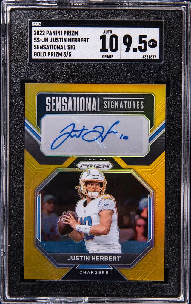 2022 Panini Prizm Justin Herbert Sensational Signature Blue Ice #SS-JH card image