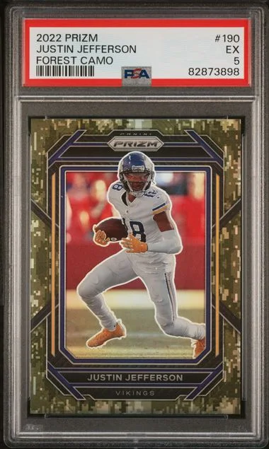 2022 Panini Prizm Justin Jefferson Forest Camo #190 card image