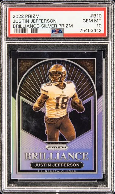 2022 Panini Prizm Justin Jefferson Brilliance Silver Prizm #B-10 card image